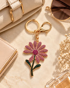 Pink Rhinestone Floral Charm