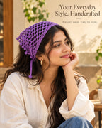Purple Bobble Edge Crochet Bandana – Handcrafted Hair Accessory