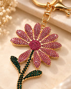 Pink Rhinestone Floral Charm