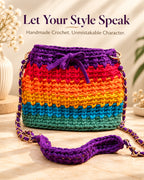 Rainbow Crochet Sling Drawstring Bag
