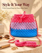 Pop Rainbow Crochet Sling Drawstring Bag