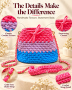 Pop Rainbow Crochet Sling Drawstring Bag
