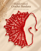 Red Scarlet Web Web Crochet Bandana – Handmade Hair Scarf