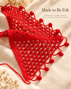 Red Bobble Edge Crochet Bandana – Handcrafted Hair Accessory