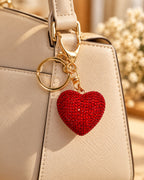 Ruby Rhinestone Heart Keychain
