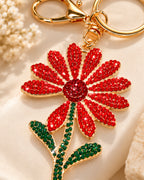Red Rhinestone Floral Charm