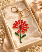 Red Rhinestone Floral Charm