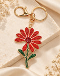 Red Rhinestone Floral Charm
