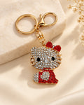 Red Rhinestone Cat Keychain