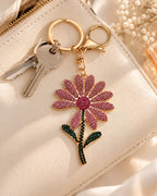 Pink Rhinestone Floral Charm