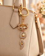 Golden Rhinestone Fox Keychain