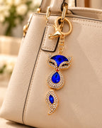 Blue Rhinestone Fox Keychain