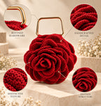 Handmade 3D Floral Clutch - Red Rose