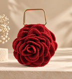 Handmade 3D Floral Clutch - Red Rose