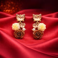 Butterfly Crystal Floral Drop Earrings  | Rose & Pearl Collection