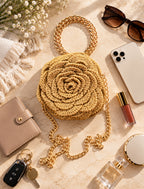 Handmade 3D Floral Clutch - Golden Rose