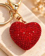 Ruby Rhinestone Heart Keychain