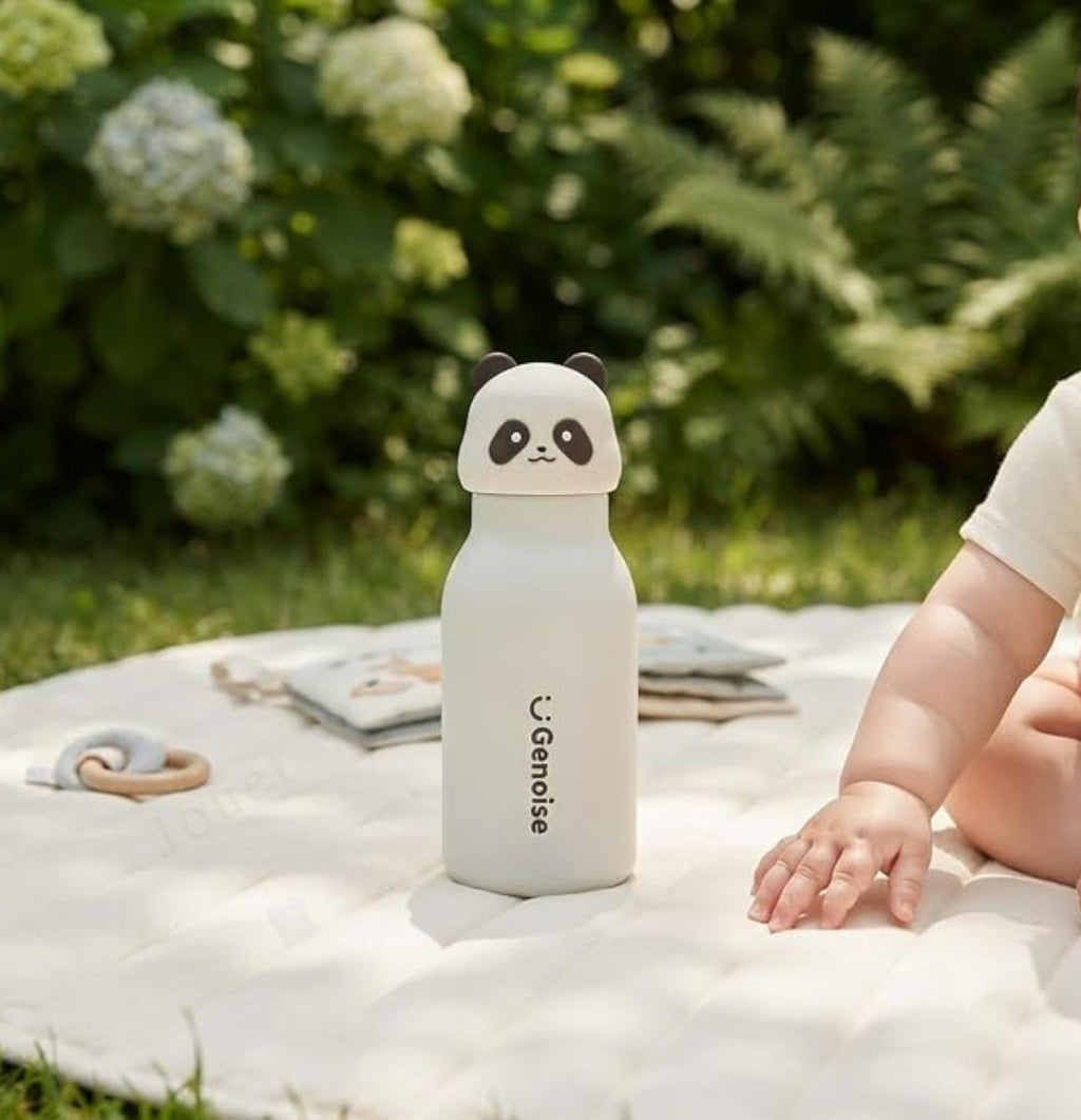 Kids Stainless Steel Insulated 450ml Water Bottle - Panda Lid