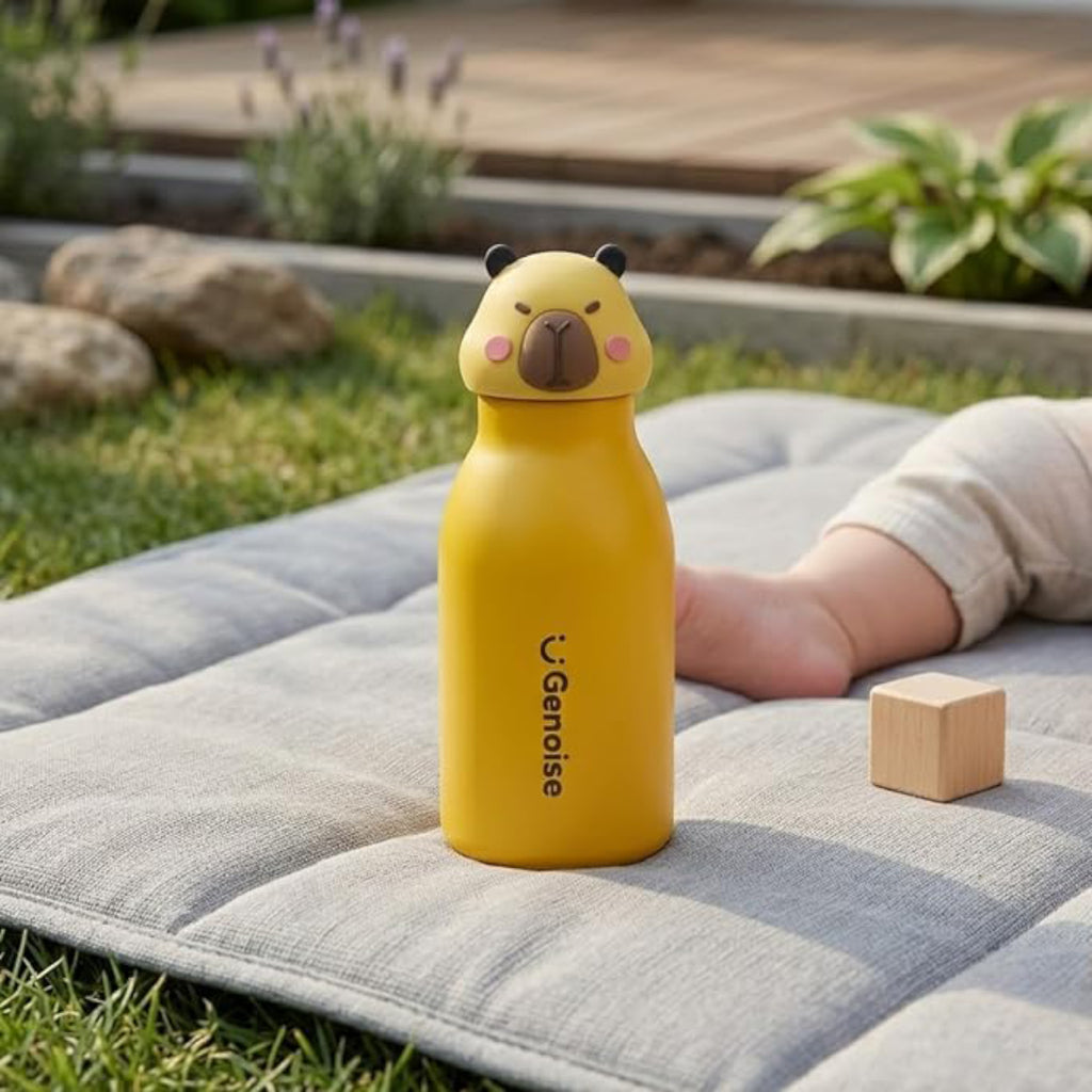 Kids Stainless Steel Insulated 450ml Water Bottle - Capybara Lid