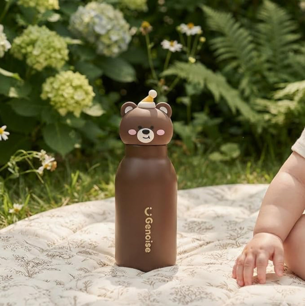 Kids Stainless Steel Insulated 450ml Water Bottle - Bear Lid