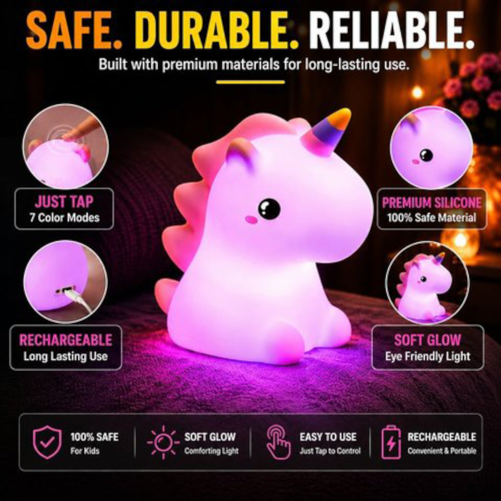 Multi Color Unicorn Silicon Night Lamp