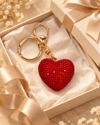 Ruby Rhinestone Heart Keychain
