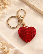 Ruby Rhinestone Heart Keychain
