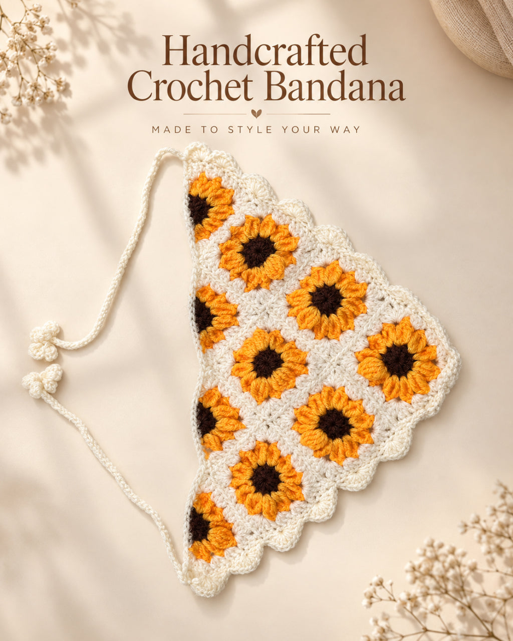 Sunflower Crochet Bandana