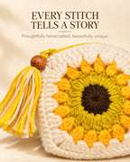 Sunshine Bloom Sunflower Crochet Coin Pouch | Handmade Floral Zipper Mini Purse