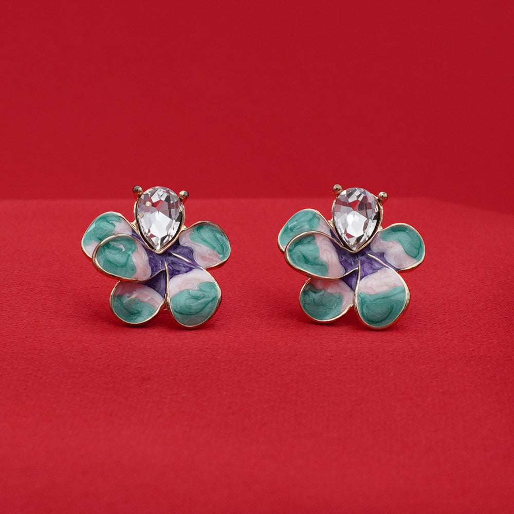 Elegant Floral Crystal Stud Earrings