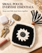 Sunflower Mini Crochet Pouch | Handmade Floral Zipper Mini Purse