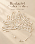 White Spider Web Crochet Bandana – Handmade Hair Scarf