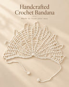 White Spider Web Crochet Bandana – Handmade Hair Scarf