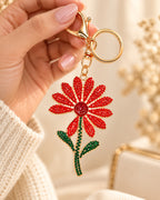 Red Rhinestone Floral Charm